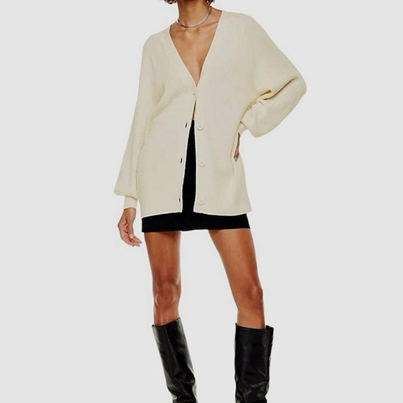Aritzia Sweaters - Aritzia Babaton Bespoke Wool Linen Blend Cardigan XS Ivory White V-Neck